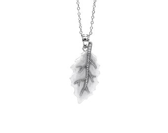 Bladzilverketting - 925 sterlingzilver - verstelbare ketting 16"-18" - bladhanger - bladketting