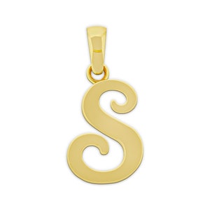 Gold Initial Letter &quot;S&quot; Charm - 14 Karat Solid Gold with Optional Gold Chains!