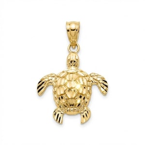 Gold Mini Turtle Pendant Necklace - 10 Karat Solid Yellow Gold with Optional Gold Chain! Great Gift for Animal Lovers!