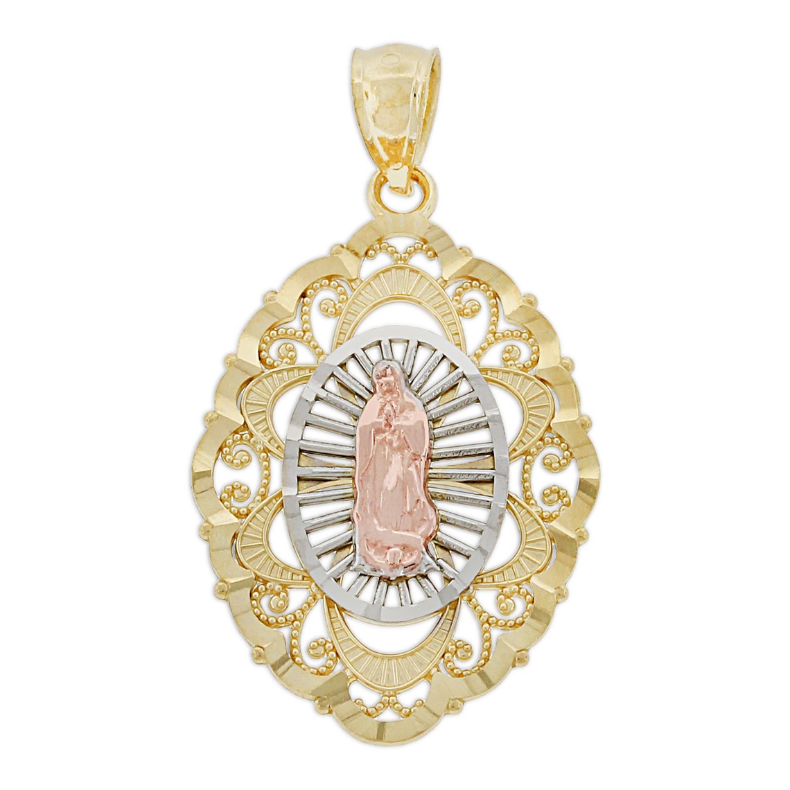 Gold Our Lady of Guadalupe Charm - 14k Solid Yellow, White and Rose ...