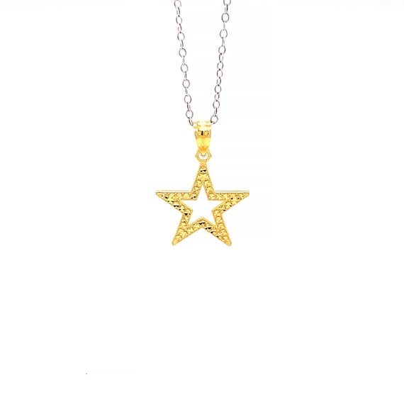 Gold Star Necklace Gold Plated on 925 Sterling Silver Silver Adjustable Necklace 16