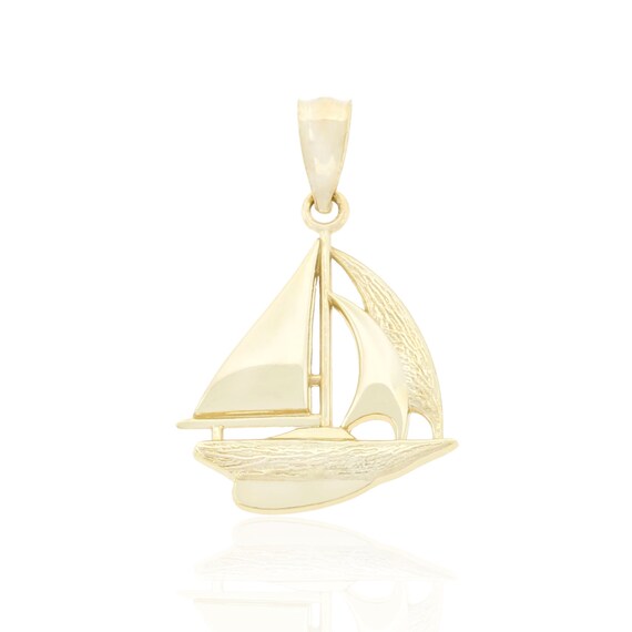 14k Yellow Gold 2-D Textured SPEED BOAT Charm