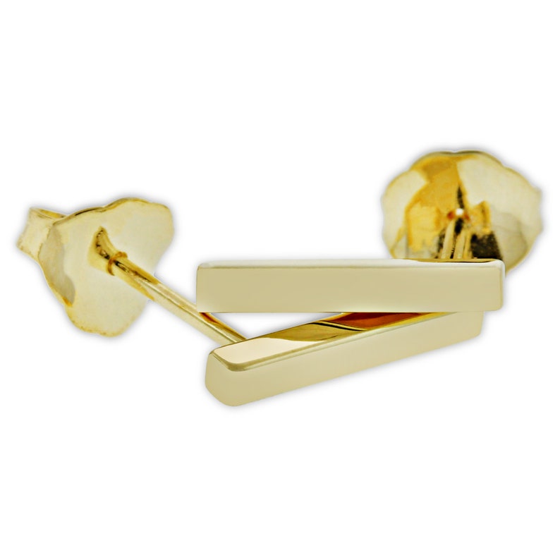 14 Karat Solid Gold Gold Bar Stud Earrings