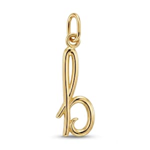 Gold Lower Case Initial B Charm - 10 Karat Solid Gold with Optional Gold Chain - Letter b Necklace