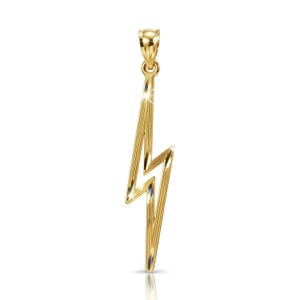 Gold Lighting Bolt Pendant Necklace - 10 Karat Gold - Optional Gold Chain 0.7mm- Thunder Bolt Necklace -Lighting Bolt - Greek Mythology Zeus