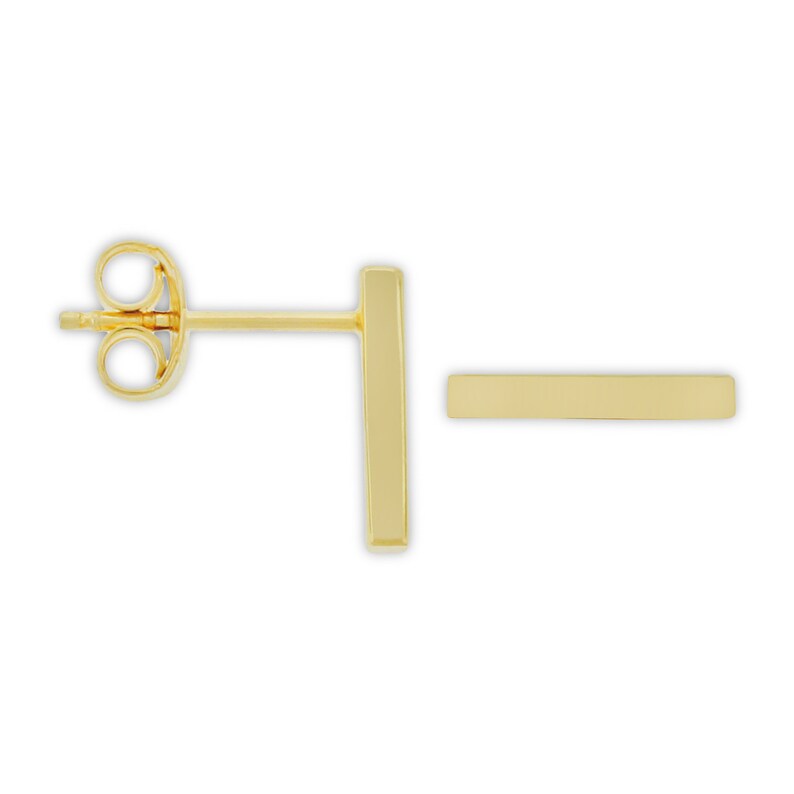14 Karat Solid Gold Gold Bar Stud Earrings