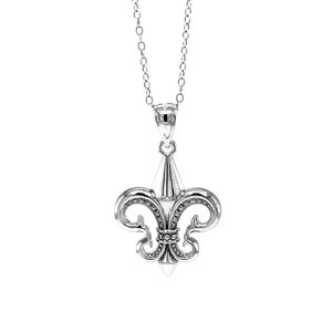 Silver Fleur De Lis Necklace - 925 Sterling Silver- Silver Adjustable Necklace 16"-18" - Fleur De Lis Pendant