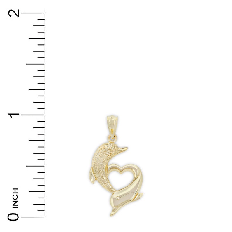 Gold Dolphin Heart charm sizing