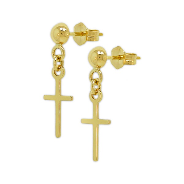 Gold Cross Earrings Etsy