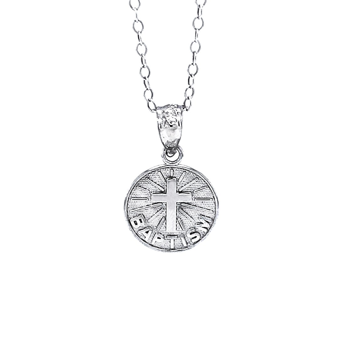 Silver Baptism Cross Necklace 925 Sterling Silver Silver Etsy