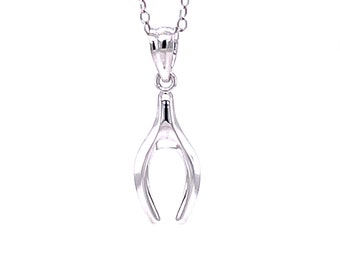 Silver Wishbone Necklace - 925 Sterling Silver- Silver Adjustable Necklace 16"-18" - Greats Gifts for Men and Women - Good Luck Charm