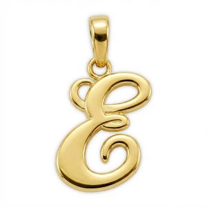 Gold Initial Letter "E" Charm - 14 Karat Solid Gold with Optional Gold Chains! - Letter E Pendant For Necklace