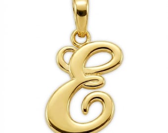 Gold Initial Letter "E" Charm - 14 Karat Solid Gold with Optional Gold Chains! - Letter E Pendant For Necklace