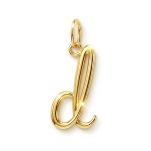 Gold Lower Case Initial D Charm - 10 Karat Solid Gold - Letter D Necklace Optional Gold Chain - Letter D Necklace