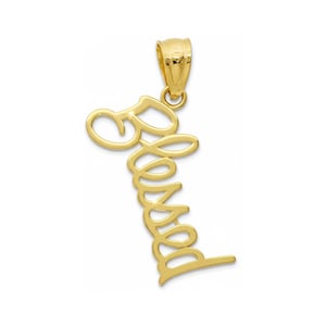 Dije vertical de oro "Bendito" - Oro macizo de 10 quilates - Cadenas de oro opcionales - Colgante de oro "Bendito" - Colgante en cursiva