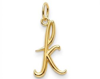 Gold Lower Case Initial K Charm - 10 Karat Solid Gold - Letter K Necklace -Optional Gold Chain