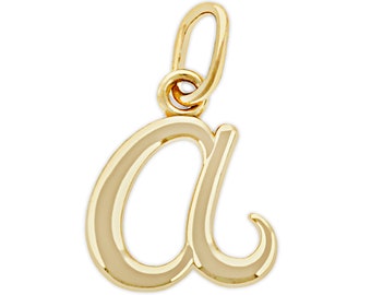 Gold Lower Case Initial A Charm - 14 Karat Solid Gold - Letter A Necklace - Optional Gold Chain