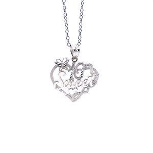 Silver Sweet 16 Pendant Necklace - Quinceria Pendant -  Sterling Silver- Silver Adjustable Necklace 16&quot;-18&quot;