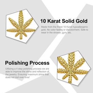 Gold Marijuana Leaf Charm - Cannabis Jewelry - Cannabis Necklace- 10 Karat Solid Gold - Optional Gold Chain - Cannabis Pendant image 6
