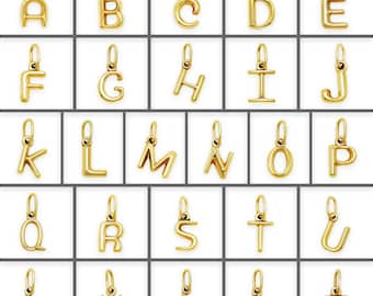 Gold Bubble Puff Initial Charm Pendant - 3D Puffed Letter Charm - 10 Karat Gold - Letter A-Z Necklace - Letter Pendant -Optional Gold Chain