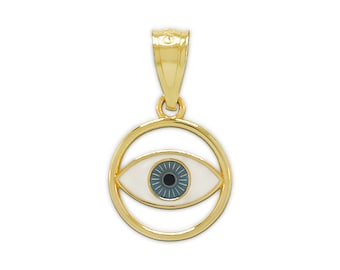 Gold Evil Eye Charm - 14 Karat Solid Gold with Optional Gold Chains - Eye of Horus - 14K Gold Evil Eye  - Evil Eye Necklace