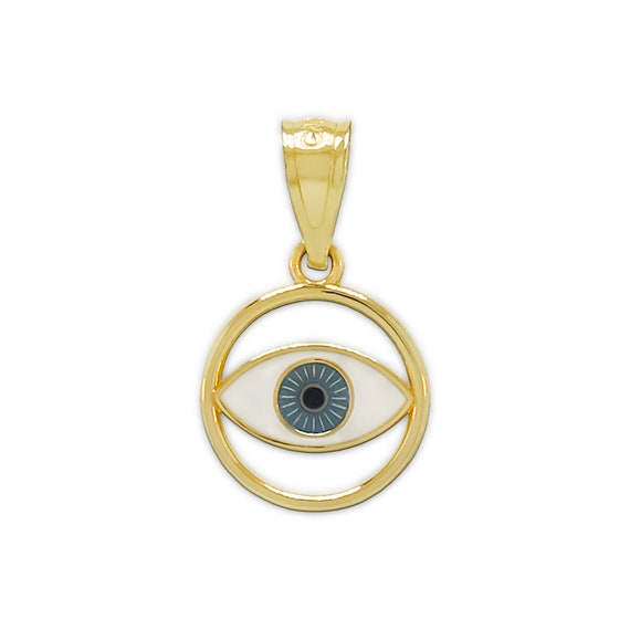 Gold Evil Eye Anhanger 14 Karat Solid Gold mit Optional Goldketten Auge des Horus 14K Gold Evil Eye Evil Eye Halskette Etsy