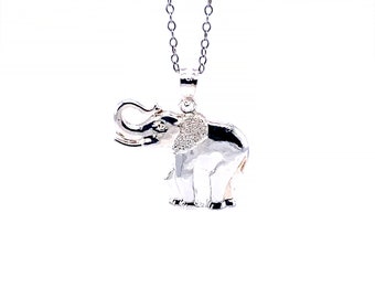 Colar de elefante de prata - Prata esterlina 925 - Colar ajustável de prata de 16" a 18" - Colar de animal - Colar de elefante