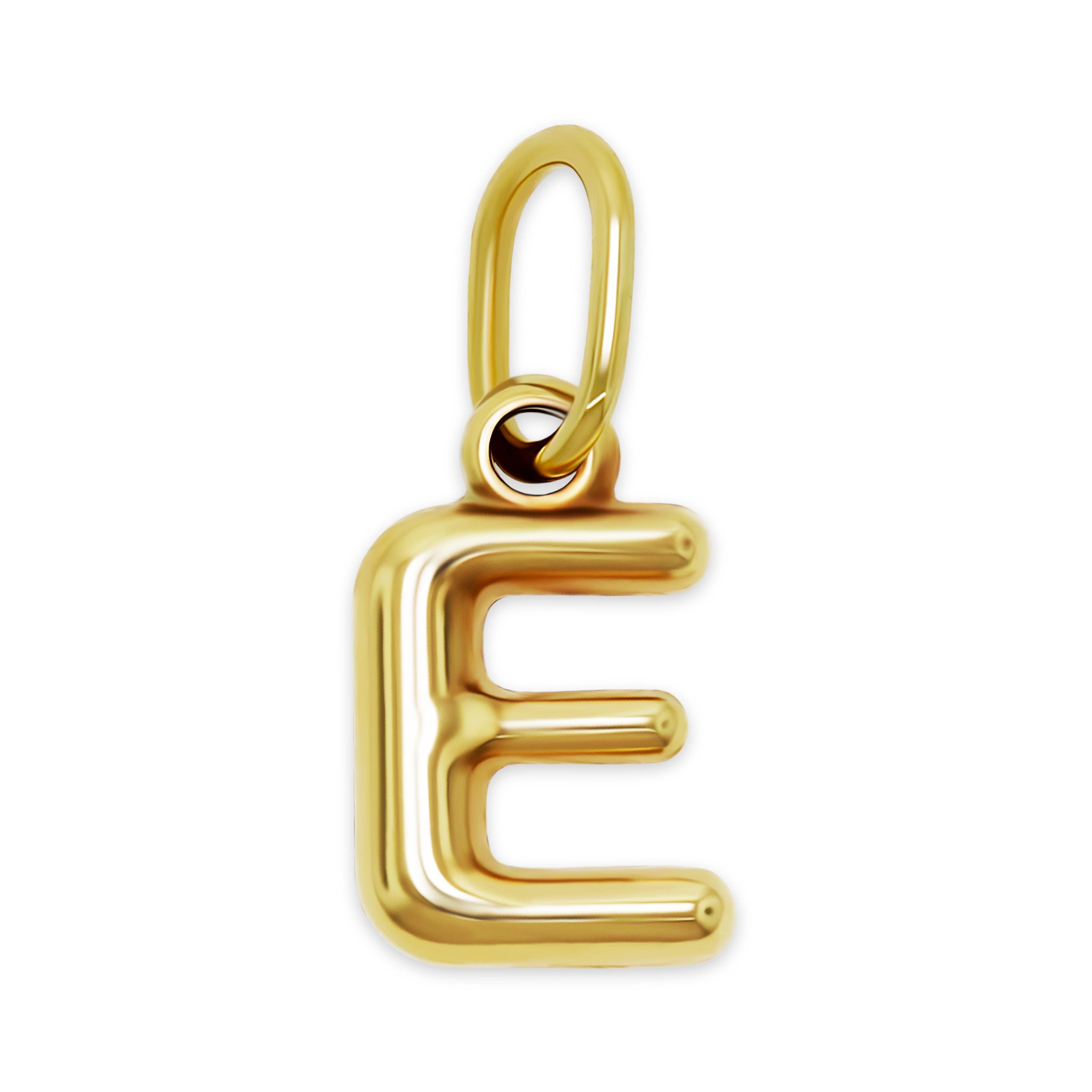 10k Yellow Gold Initial “E” Charm Pendant – 0.7 Inch, Solid Gold Letter Jewelry