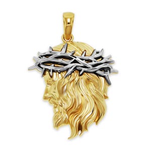 Gold Jesus Head Pendant Necklace - Jesus Charm - 14 Karat Solid Gold - Jesus Necklace - Religious Jewelry - Optional Gold Chain