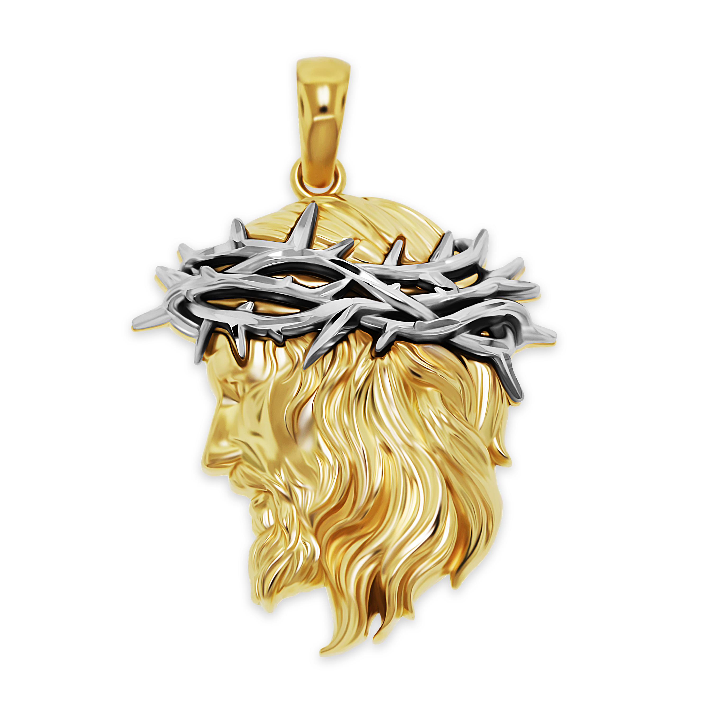 Gold Jesus Kopf Anhänger Halskette - Jesus Charme - 14 Karat Solid