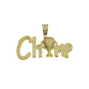 Gold Champ Pendant - Gold Plated on 925 Sterling Silver - Fantasy Football Trophy - Fantasy Basketball Gift