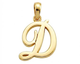 Gouden bedel "D" met beginletter - 14 karaat massief goud met optionele gouden kettingen!