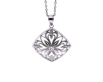 Collana in argento con diamanti - Argento Sterling 925 - Collana regolabile in argento 16"-18"