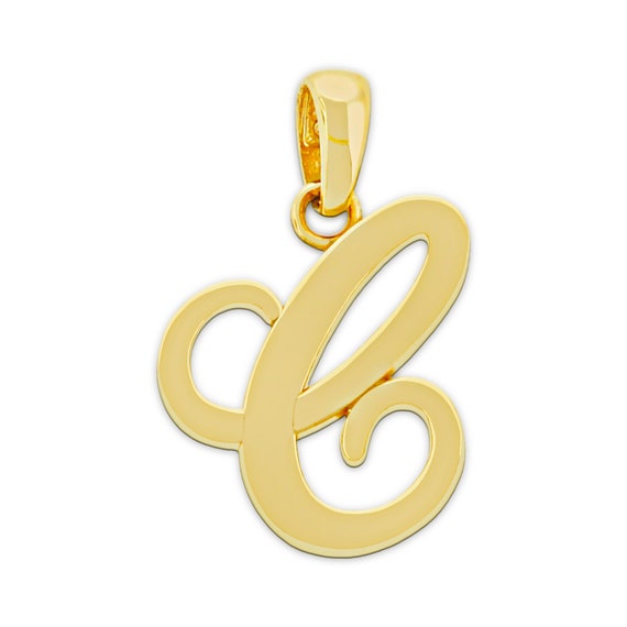 Gold Initial Letter c Charm 14 Karat Solid Gold With Optional Gold Chains Letter C Pendant Etsy Canada