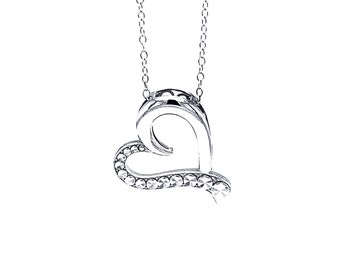 Silver Heart Necklace- 925 Sterling Silver- Silver