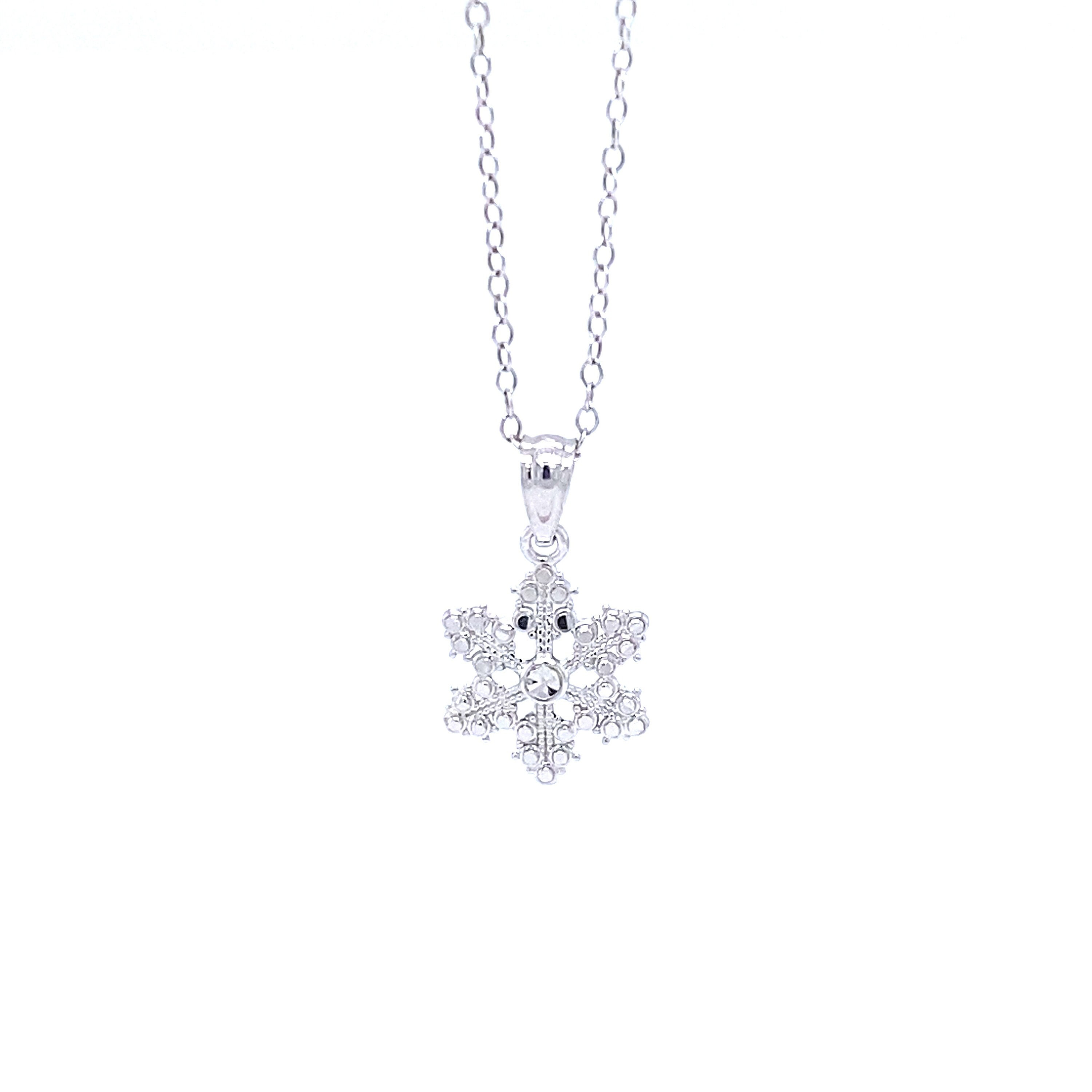 Collana Con Ciondolo Fiocco Di Neve In Argento 925 E Zirconi – B.Catcher, Catena 45 Cm, Ipoallergenica