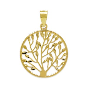 Ciondolo Albero della Vita in Oro - Ciondolo Albero Genealogico - Ciondolo Albero - Oro Massiccio 10 Carati - Catena in Oro Opzionale - Gioielli Albero della Natura