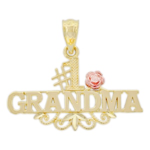 Dije de abuela de oro n.° 1 - Oro macizo de 10 k - Joyería para el Día de la Madre - Regalo para la abuela - Cadena de oro opcional