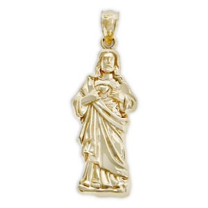 Gold Jesus Pendant Necklace  - Religious  Charm -  14 Karat Solid Gold - Optional Gold Chain - Jesus Necklace