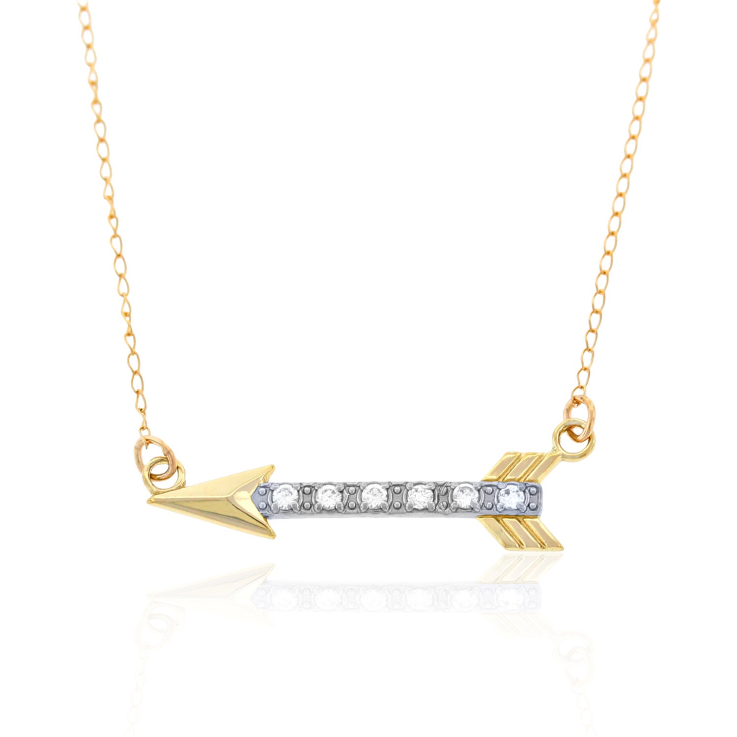 Gold Arrow Necklace Pendant 10k Gold Jewelry New Two Etsy Canada
