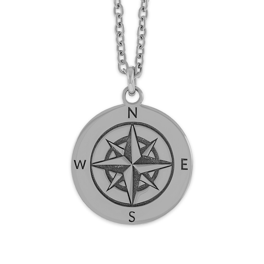 シルバーコンパスネックレス - 航海用ネックレス - 925 スターリング