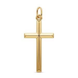 Gouden kruisbedelhanger - 10 karaat goud - religieus kruis - kruissieraden - optionele gouden ketting - Vaderdagcadeau - wordt geleverd in 2 maten