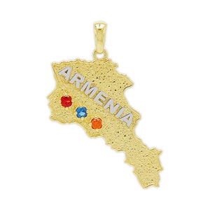 Gold Map of Armenia Charm - 14 Karat Solid Gold - Donation