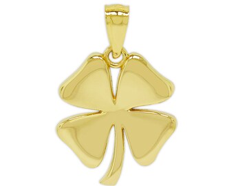 Gold Four Leaf Clover Pendant - 10 Karat Solid Gold -  Optional Gold Chain - Shamrock Pendant Necklace - Irish Shamrock Charm