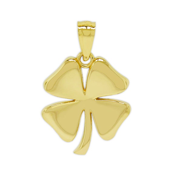 Gold Four Leaf Clover Pendant 10 Karat Solid Gold Optional Gold