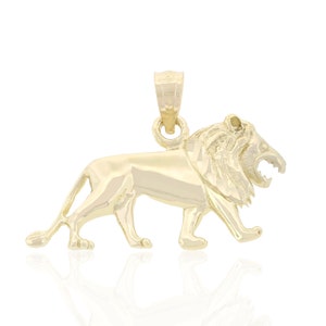 Gold Lion Leo Charm - 10 Karat Solid Gold - Animal Necklace - Lion Pendant - Animal Necklace