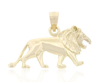 Gold Lion Leo Charm - 10 Karat Solid Gold - Animal Necklace - Lion Pendant - Animal Necklace
