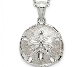 Collana in argento con ciondolo Sand Dollar - Ciondolo Sand Dollar - Argento Sterling 925 massiccio - Catena in argento inclusa