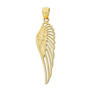 Gold Open Angel Wing Charm - Angel Wing Pendant - 14 Karat Solid Gold -  Optional Gold Chains! - Angel Wing Necklace