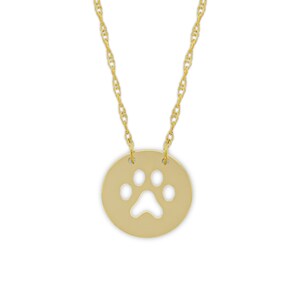 Gold Pfotenabdruck Halskette - 14 Karat Solid Gold - Verstellbare Kette - Layering Halskette